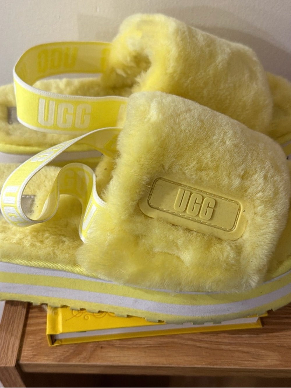 UGG Yellow Fluff Yeah Slide Sandals
